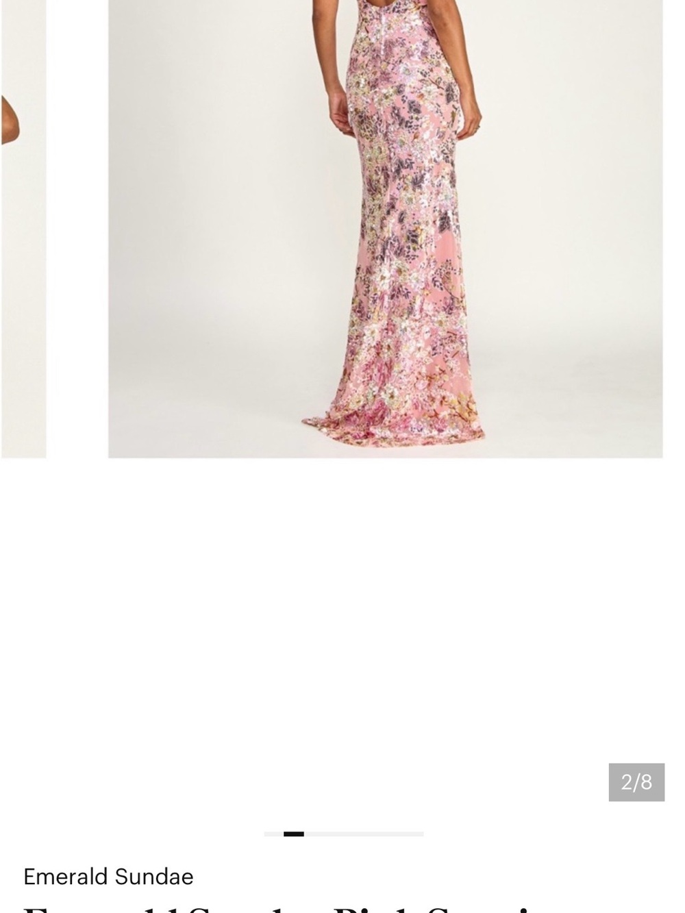 Emerald Sundae Pink Floral Sequin Gown